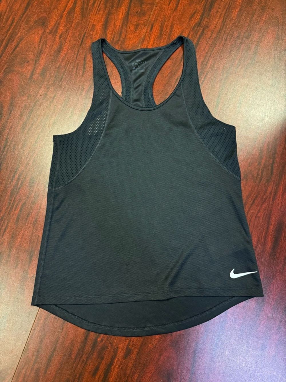 Nike Women’s Black Racerback Tank with White Swoosh